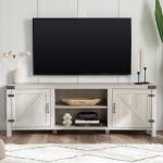 Stone Gray Barn Door TV Stand