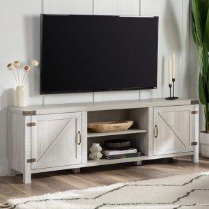 Stone Gray Barn Door TV Stand