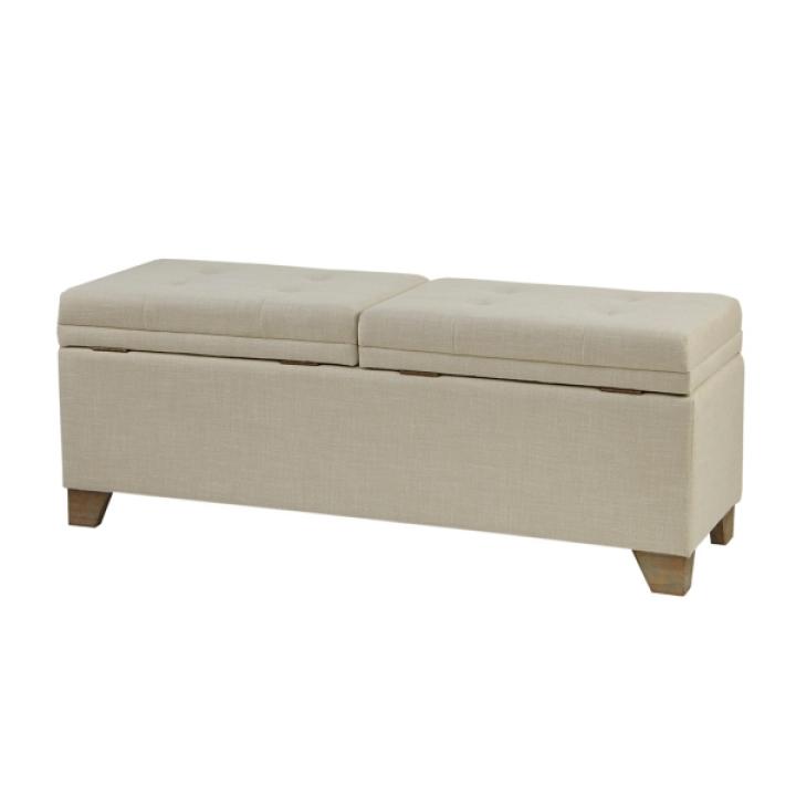Neutral Split Seat Jackson Storage Bench