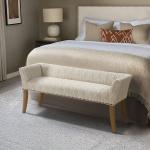 Ivory Patterned Short Wingback Upholstered Bench