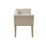 Ivory Patterned Short Wingback Upholstered Bench