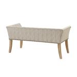 Ivory Patterned Short Wingback Upholstered Bench