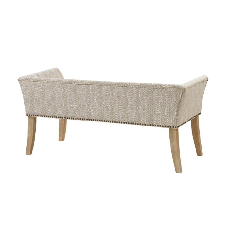 Ivory Patterned Short Wingback Upholstered Bench