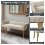 Ivory Patterned Short Wingback Upholstered Bench