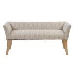 Ivory Patterned Short Wingback Upholstered Bench