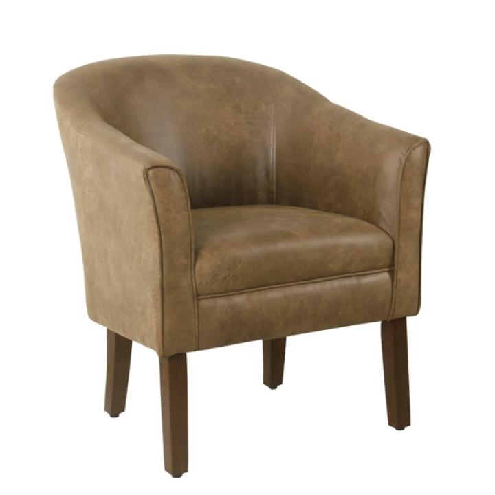 Brown Faux Leather Accent Chair