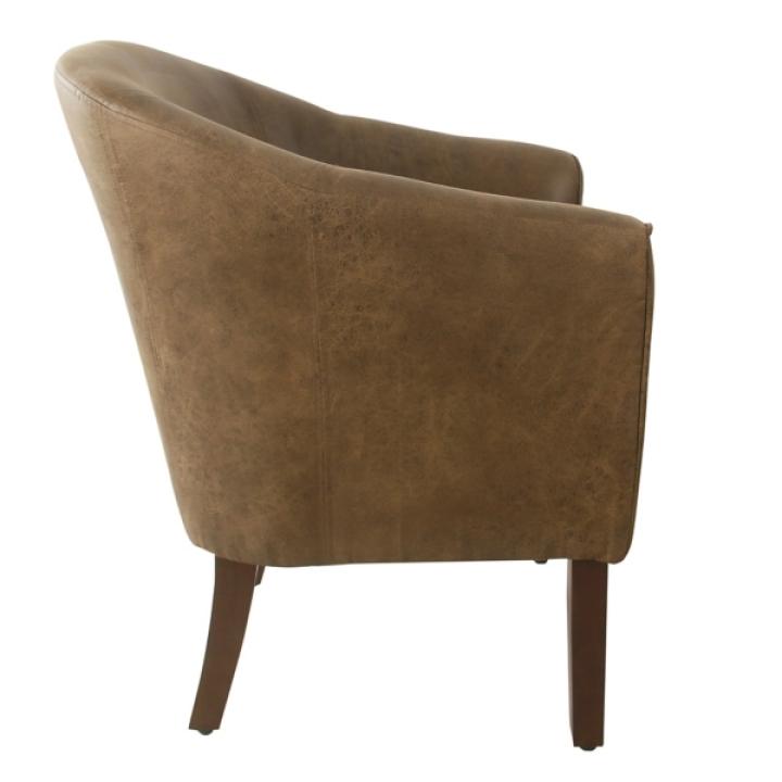 Brown Faux Leather Accent Chair