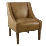 Vintage Faux Leather Swoop Accent Chair