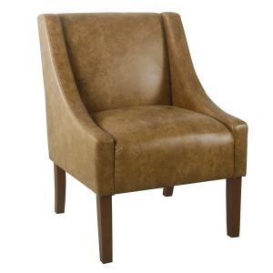 Vintage Faux Leather Swoop Accent Chair