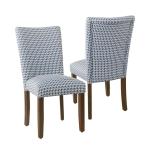 Blue Chevron Highback Dining Chairs, Set of 2
