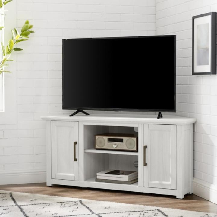 Rustic White Katy-Corner TV Stand