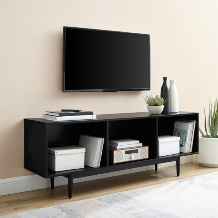 Black Modern Wood Console Table, 60 in.