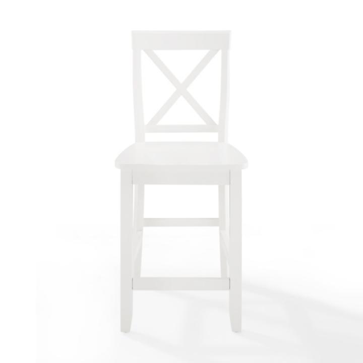 White X-Back Farmhouse Counter Stools, Set of 2