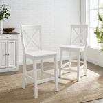 White X-Back Farmhouse Counter Stools, Set of 2