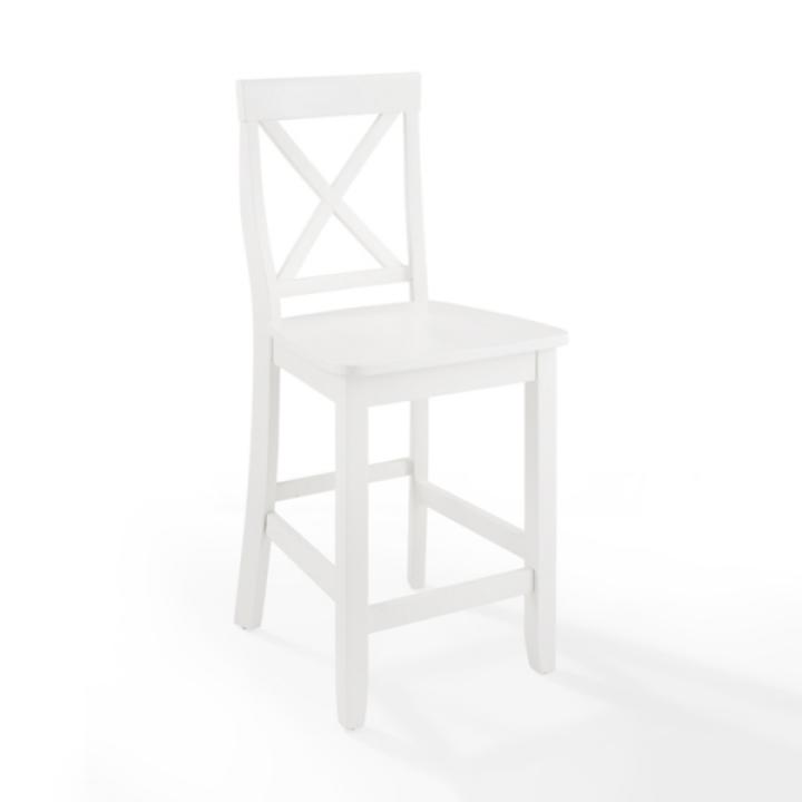 White X-Back Farmhouse Counter Stools, Set of 2