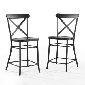 Black Caroline X-Back Counter Stools, Set of 2