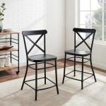 Black Caroline X-Back Counter Stools, Set of 2