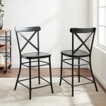 Black Caroline X-Back Counter Stools, Set of 2