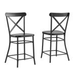 Black Caroline X-Back Counter Stools, Set of 2