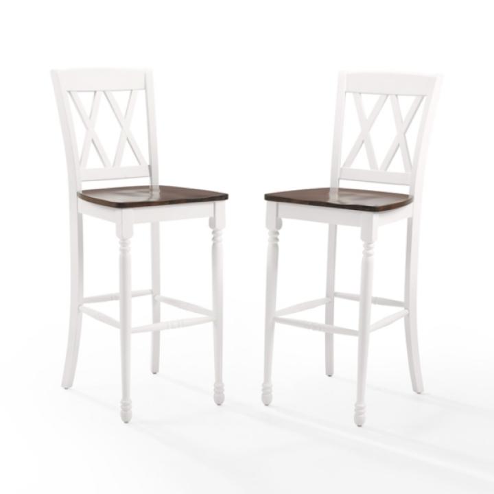 Shelly Classic White Bar Stools, Set of 2