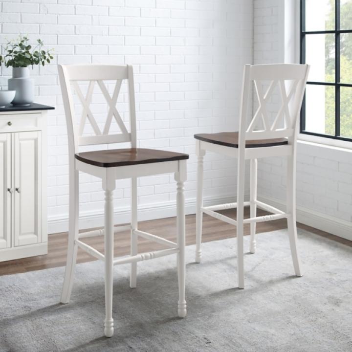 Shelly Classic White Bar Stools, Set of 2