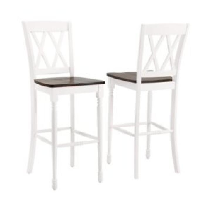 Shelly Classic White Bar Stools, Set of 2