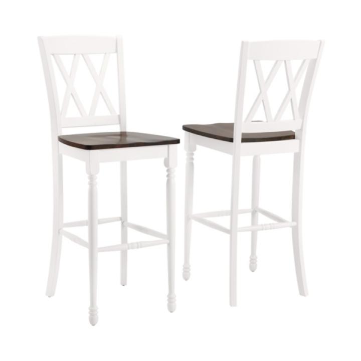 Shelly Classic White Bar Stools, Set of 2