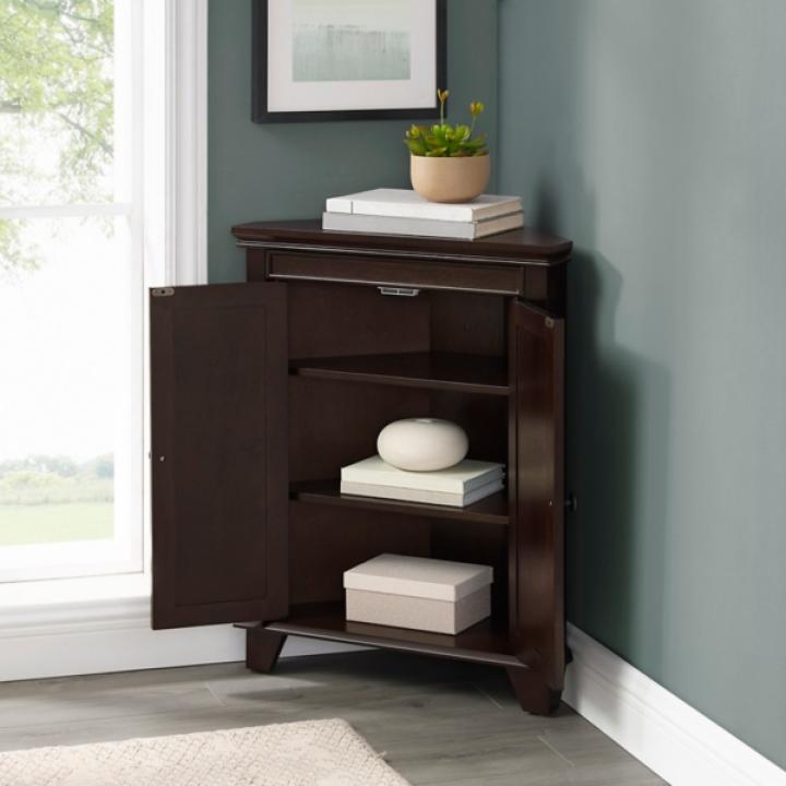 Nikki Dark Brown Wooden Corner Cabinet