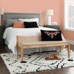 Natural Woven Rattan Back Minimalist Bench