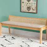 Natural Woven Rattan Back Minimalist Bench