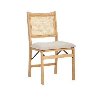 Folding Rattan Cane Back Cushioned Chair