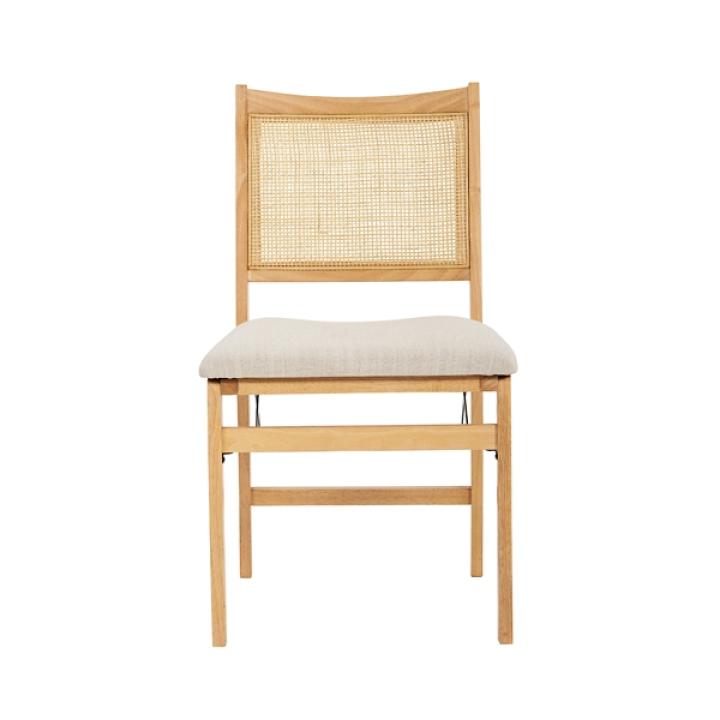 Folding Rattan Cane Back Cushioned Chair