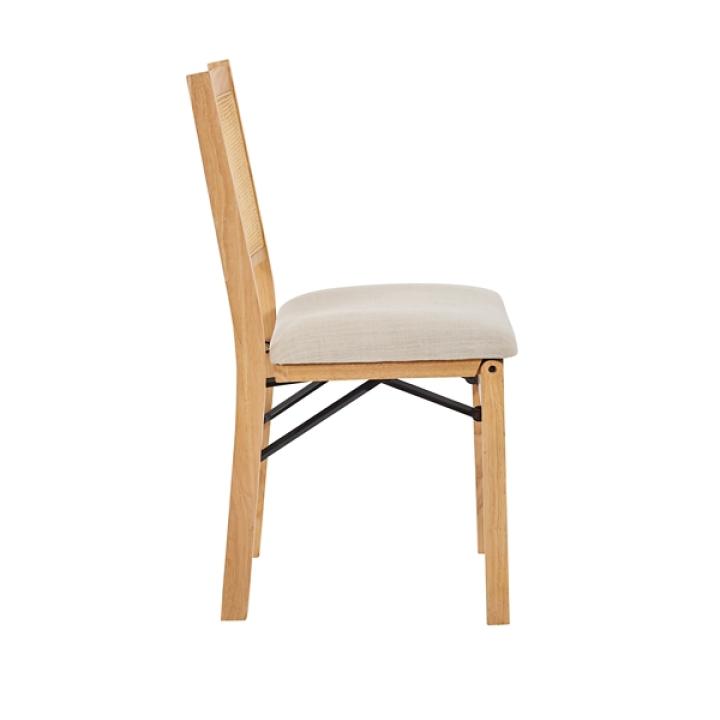 Folding Rattan Cane Back Cushioned Chair