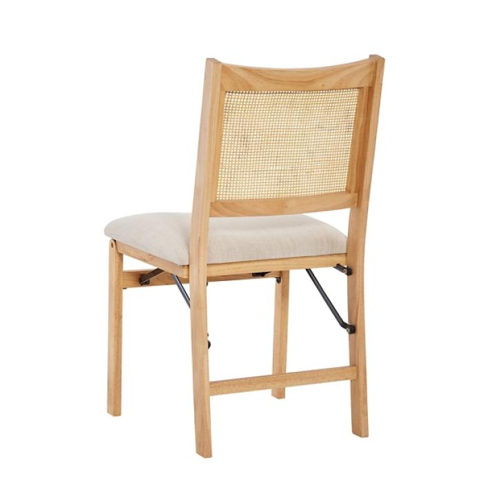 Folding Rattan Cane Back Cushioned Chair