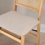 Folding Rattan Cane Back Cushioned Chair