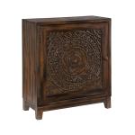 Dark Chestnut Medallion Carved Cabinet