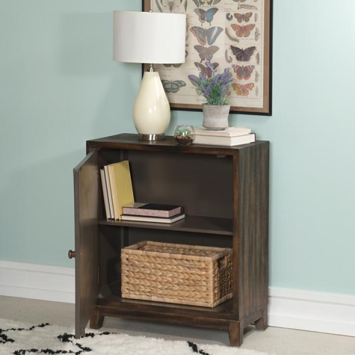 Dark Chestnut Medallion Carved Cabinet