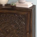 Dark Chestnut Medallion Carved Cabinet