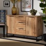 Oak Wood and Metal Sideboard Buffet