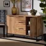 Oak Wood and Metal Sideboard Buffet