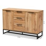 Oak Wood and Metal Sideboard Buffet