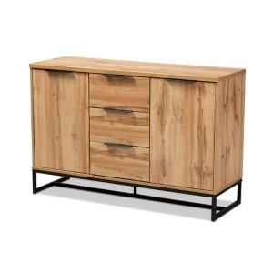 Oak Wood and Metal Sideboard Buffet