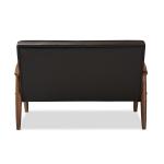 Faux Brown Leather and Rubberwood Loveseat, 49 in.