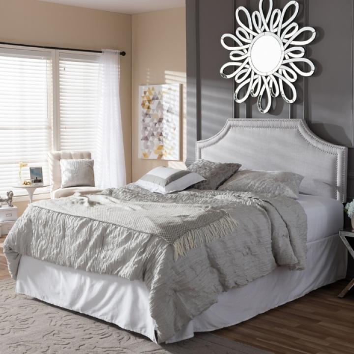 Gray Scalloped Corner Queen Headboard