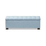 Light Blue Grid Tufted Upholstered Ottoman