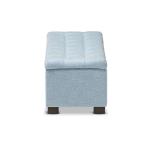 Light Blue Grid Tufted Upholstered Ottoman