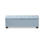 Light Blue Grid Tufted Upholstered Ottoman
