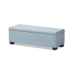 Light Blue Grid Tufted Upholstered Ottoman