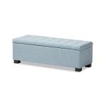 Light Blue Grid Tufted Upholstered Ottoman