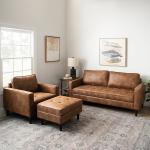 Brown Wyatt Faux Leather Ottoman